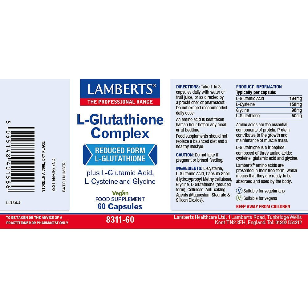 L - Glutathione Complex 60 Caps - Lamberts - Food Supplement - Eco Natural Products