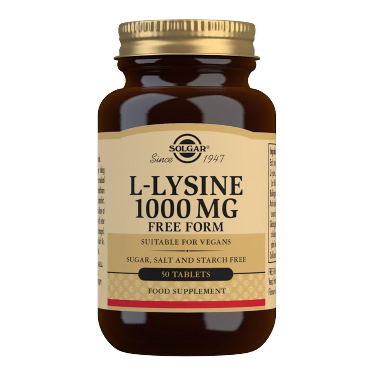 L - Lysine 1000 mg - 50 Tablets - Eco Natural Products - Solgar - Amino Acids