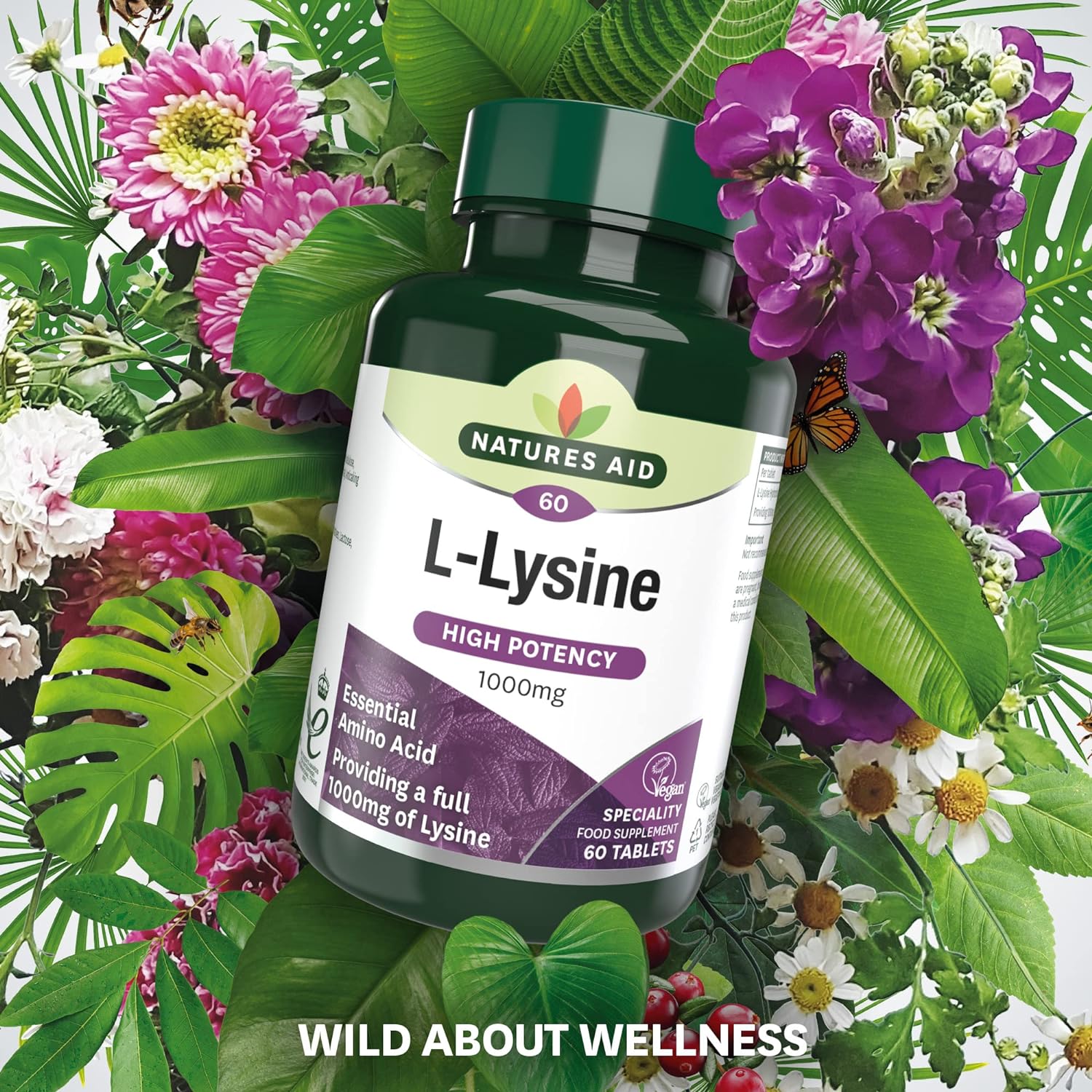 L Lysine 1000mg 60 Tablets BBE.06.2024 - Eco Natural Products - Natures Aid - Vitamins & Supplements