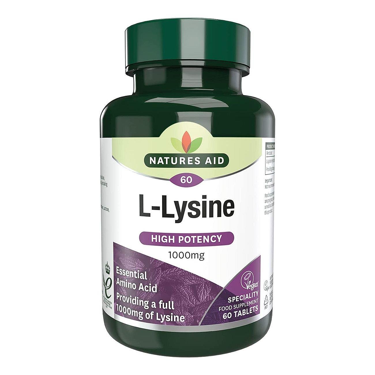 L Lysine 1000mg 60 Tablets BBE.06.2024 - Eco Natural Products - Natures Aid - Vitamins & Supplements