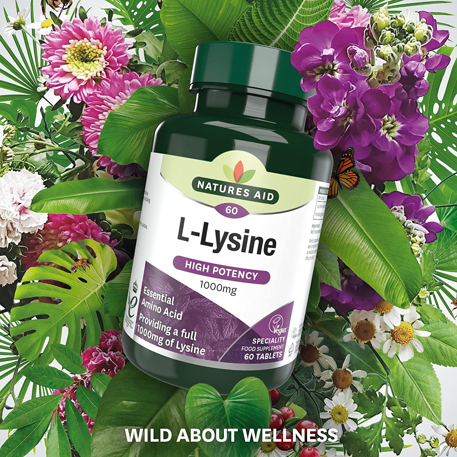L Lysine 1000mg 60 Tablets - Natures Aid - Vitamins & Supplements - Eco Natural Products
