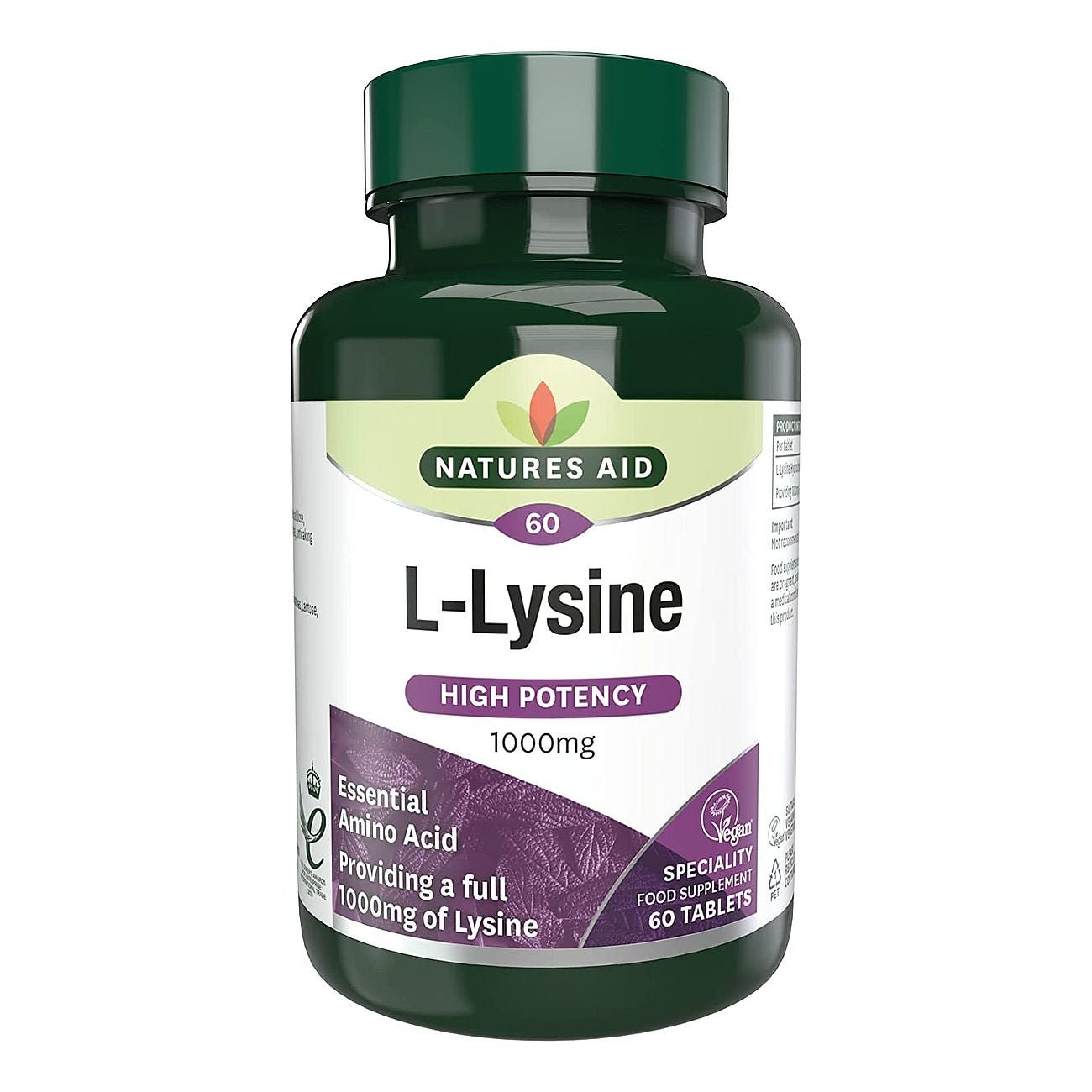 L Lysine 1000mg 60 Tablets - Eco Natural Products - Natures Aid - Vitamins & Supplements