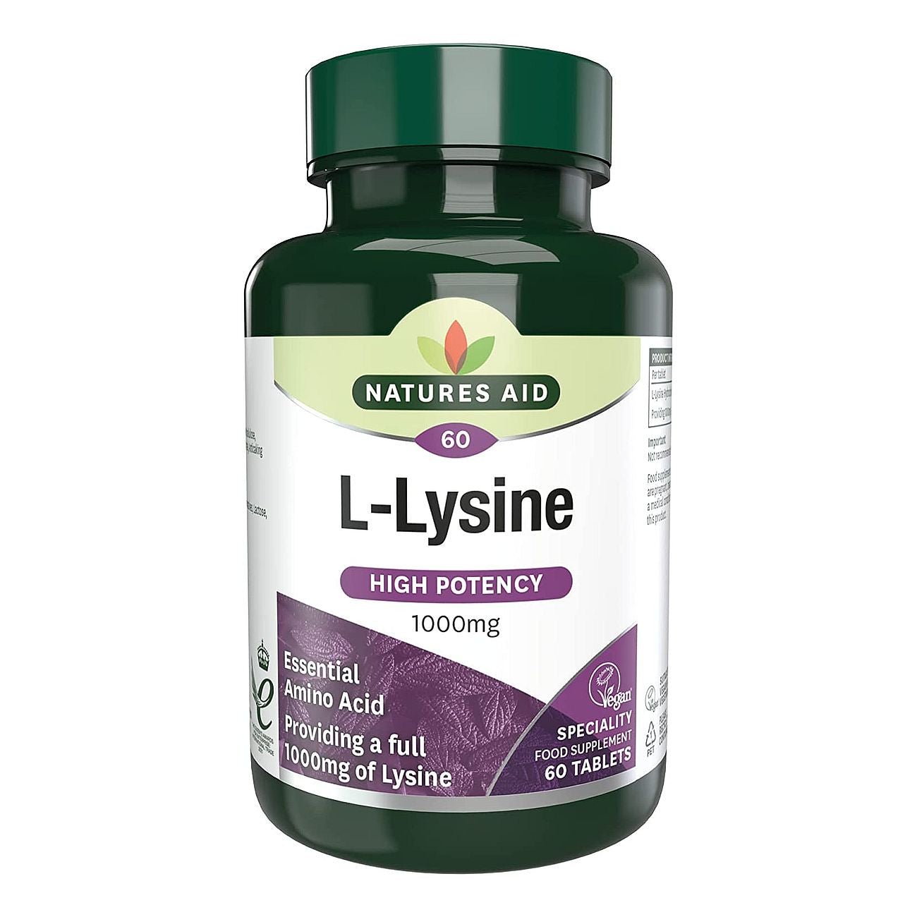 L Lysine 1000mg 60 Tablets - Natures Aid - Vitamins & Supplements - Eco Natural Products