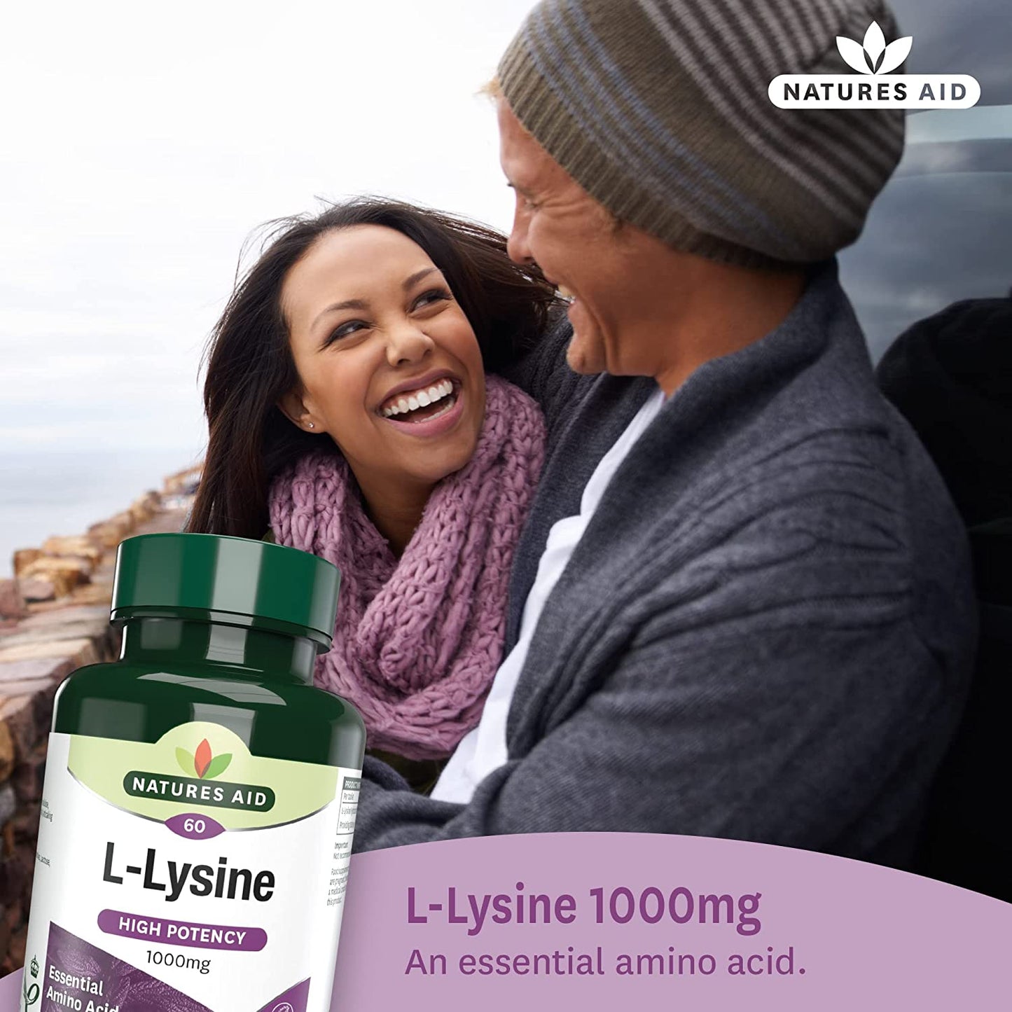 L Lysine 1000mg 60 Tablets - Natures Aid - Vitamins & Supplements - Eco Natural Products