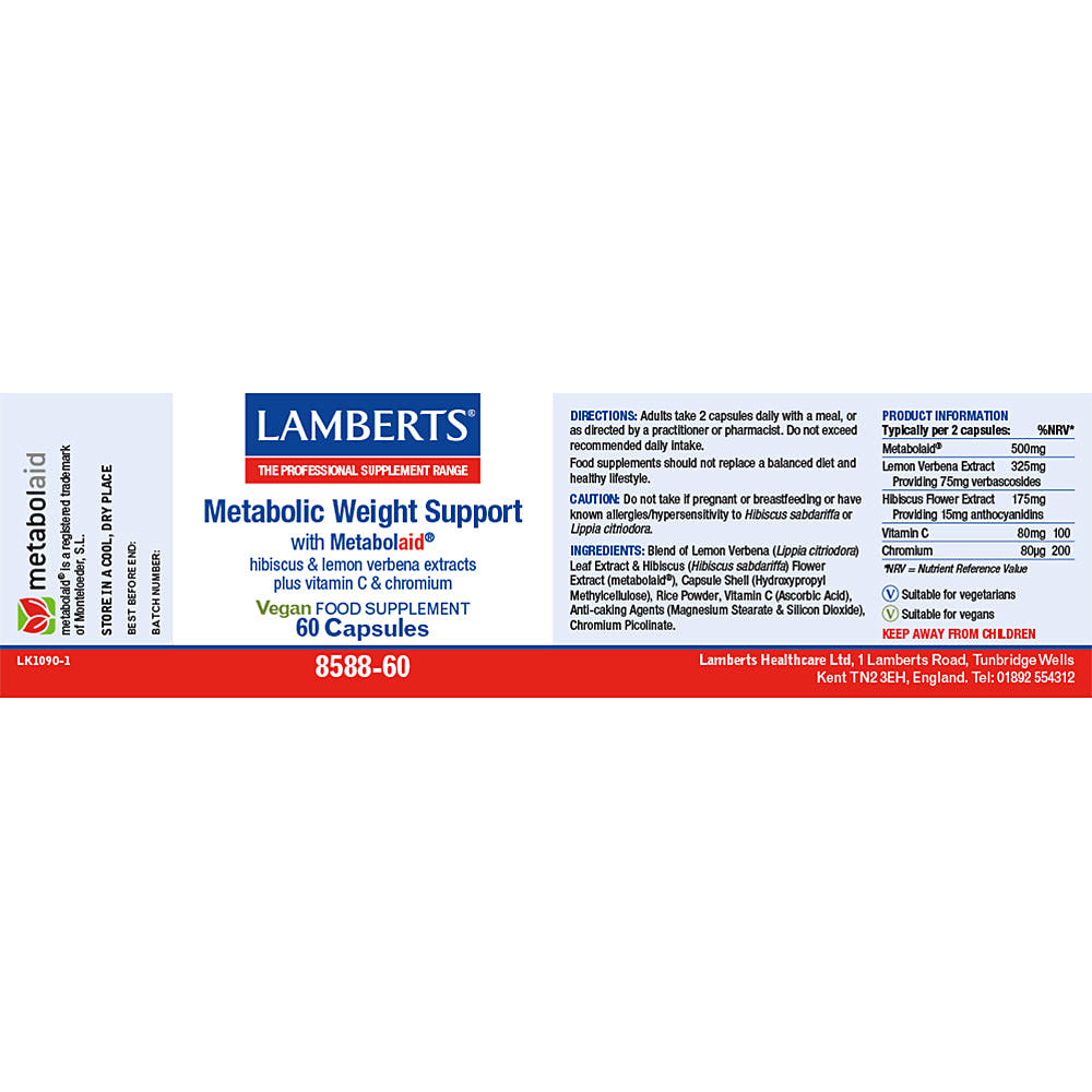 Lamberts Metabolic Weight Support 60 Capsules - side view