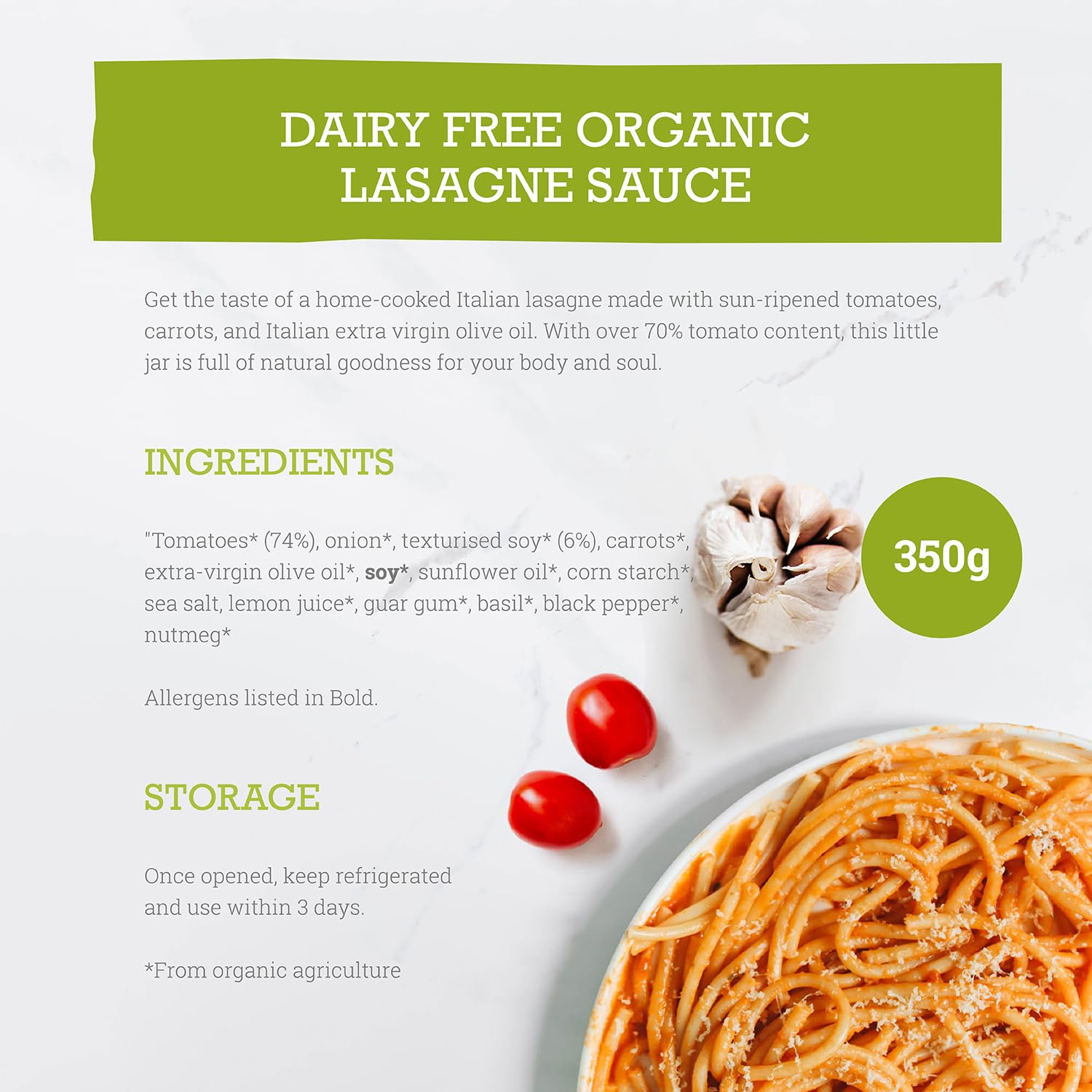 Lasagne Dairy Free Creamy Pasta Sauce 350g - Eco Natural Products - Mr Organic - Pasta Sauce