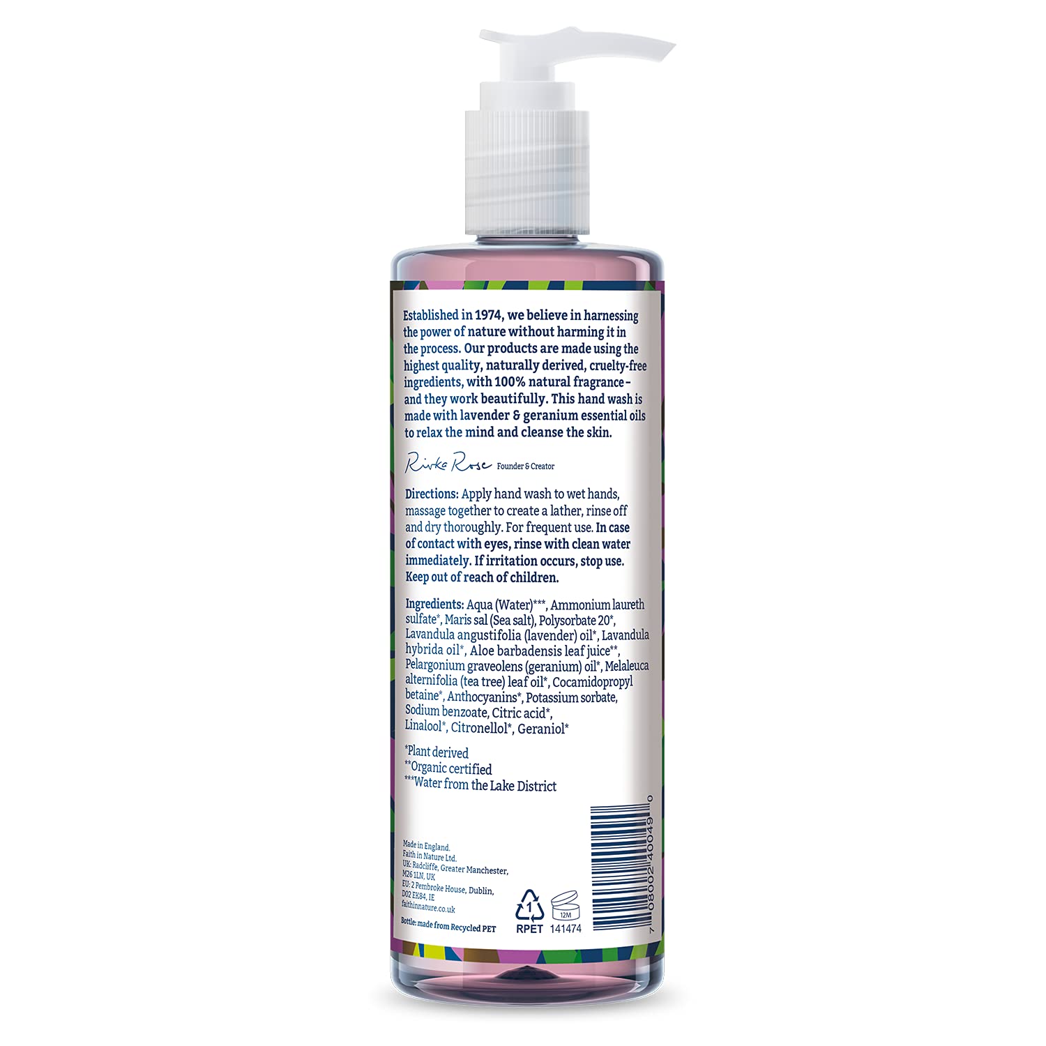 Lavender & Geranium Handwash 400ml - Eco Natural Products - Faith in Nature - Hand Wash