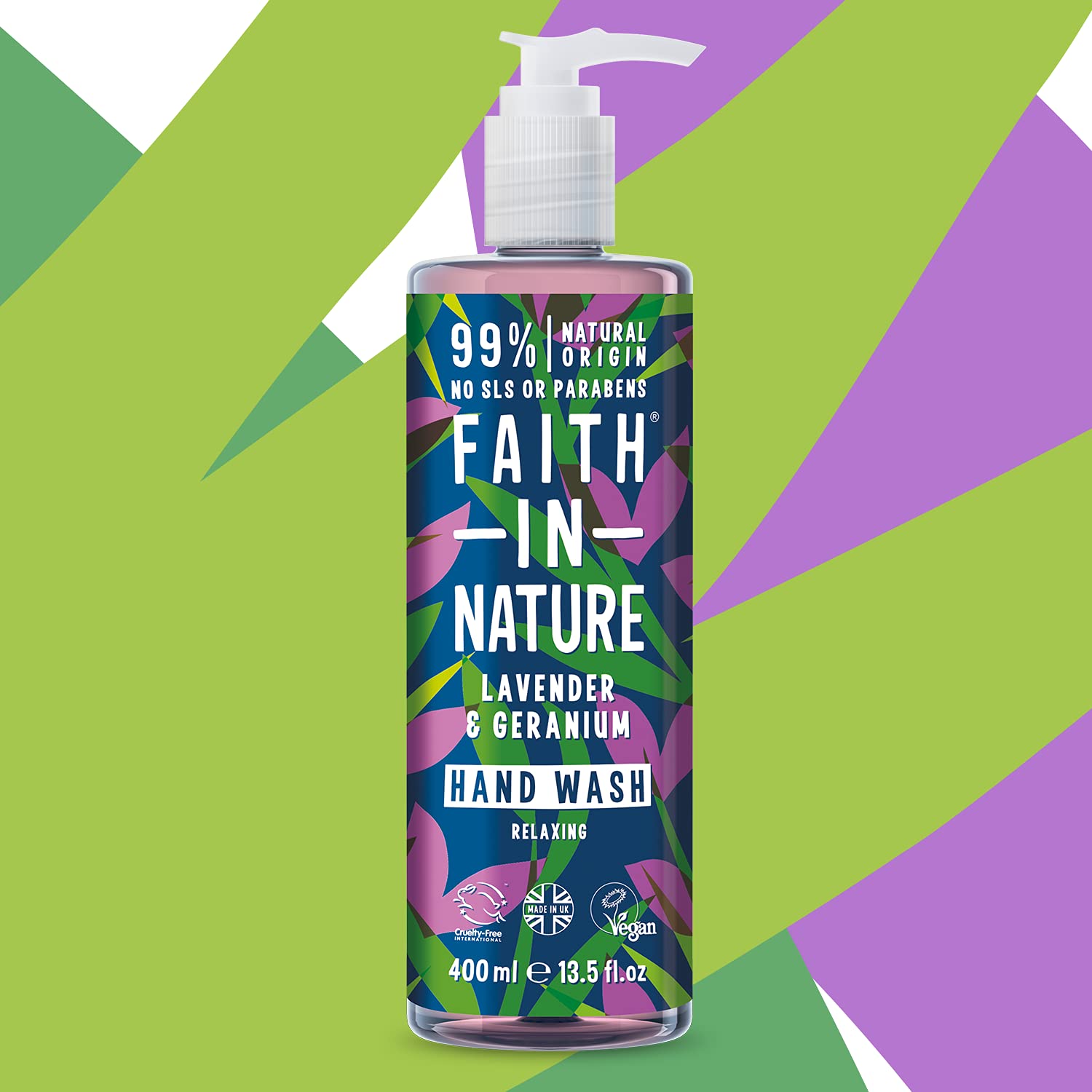 Lavender & Geranium Handwash 400ml - Faith in Nature - Hand Wash - Eco Natural Products