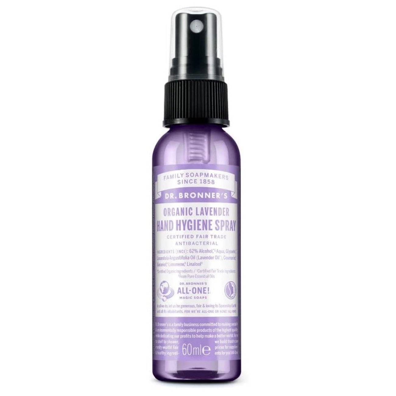 Lavender Hand Hygiene Spray 60ml - Eco Natural Products - Dr. Bronner - Sanitiser