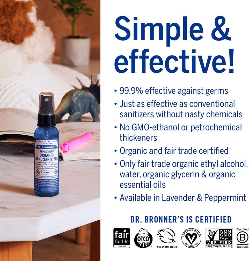 Lavender Hand Hygiene Spray 60ml - Eco Natural Products - Dr. Bronner - Sanitiser