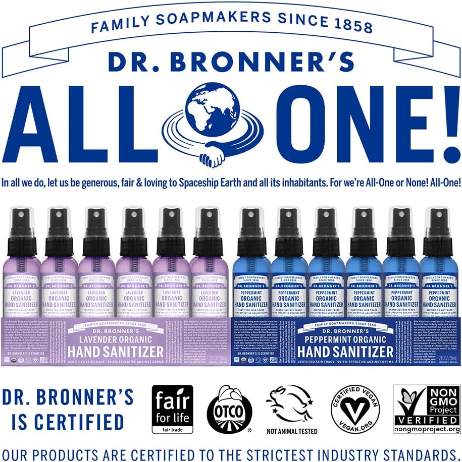 Lavender Hand Hygiene Spray 60ml - Dr. Bronner - Sanitiser - Eco Natural Products