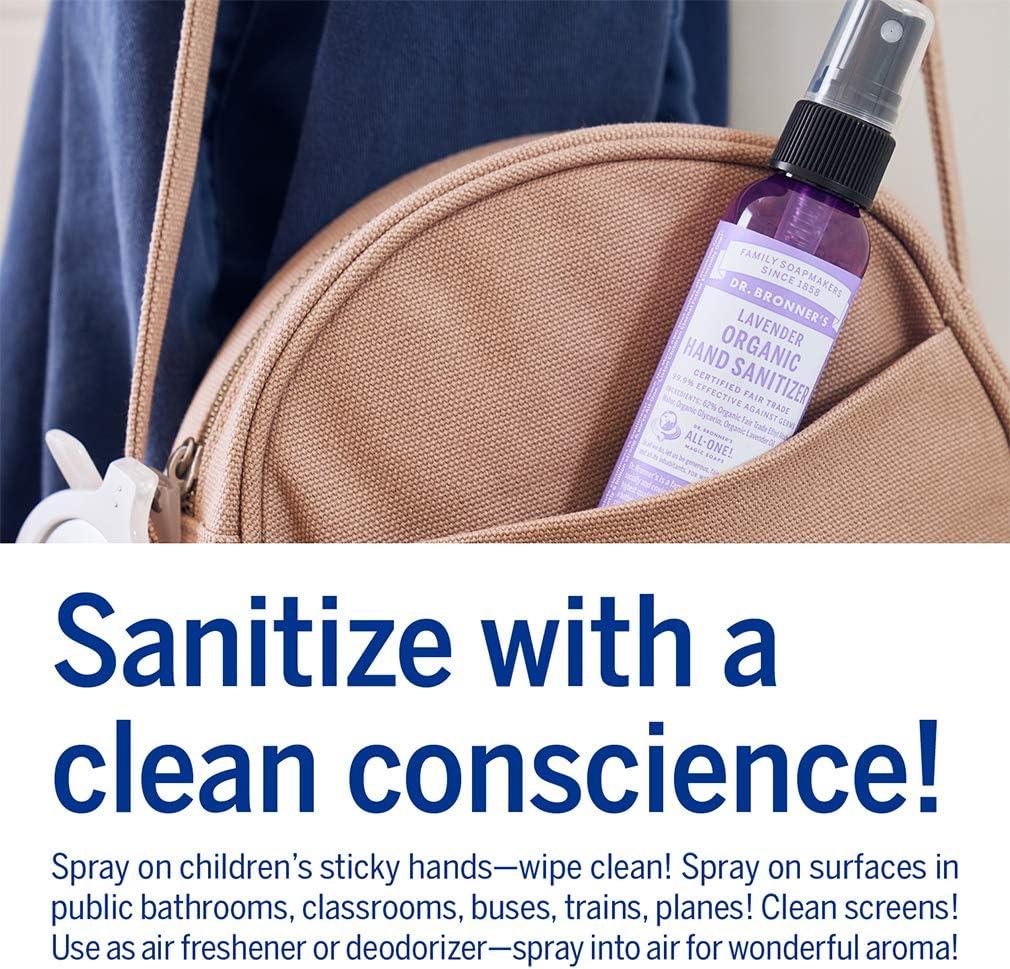 Lavender Hand Hygiene Spray 60ml - Dr. Bronner - Sanitiser - Eco Natural Products