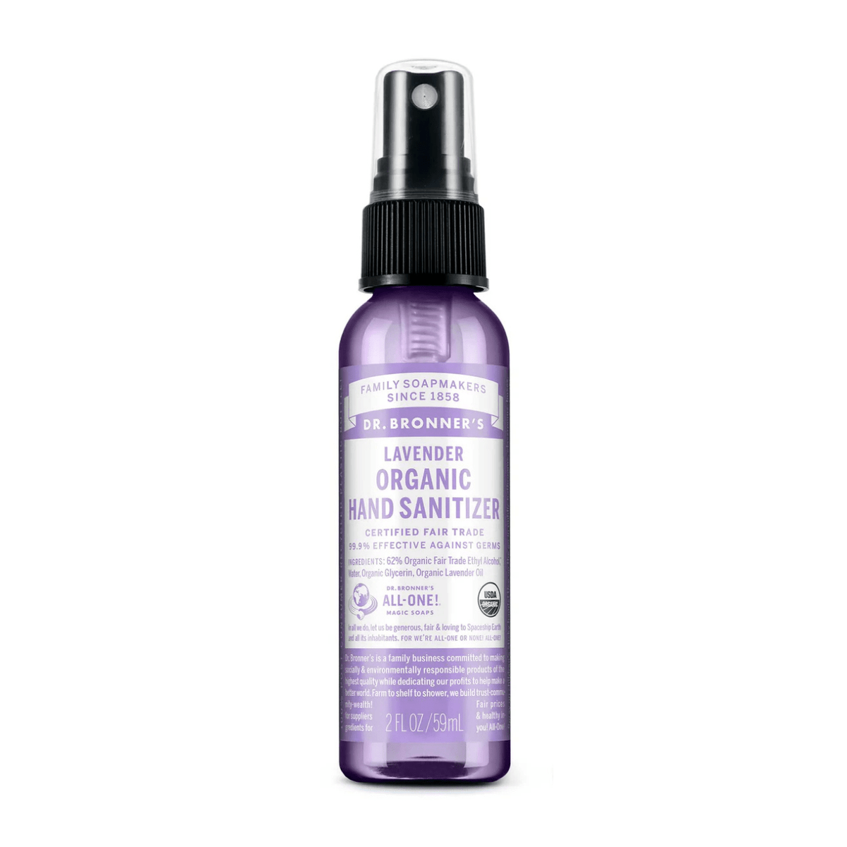 Lavender Hand Hygiene Spray 60ml - Dr. Bronner - Sanitiser - Eco Natural Products