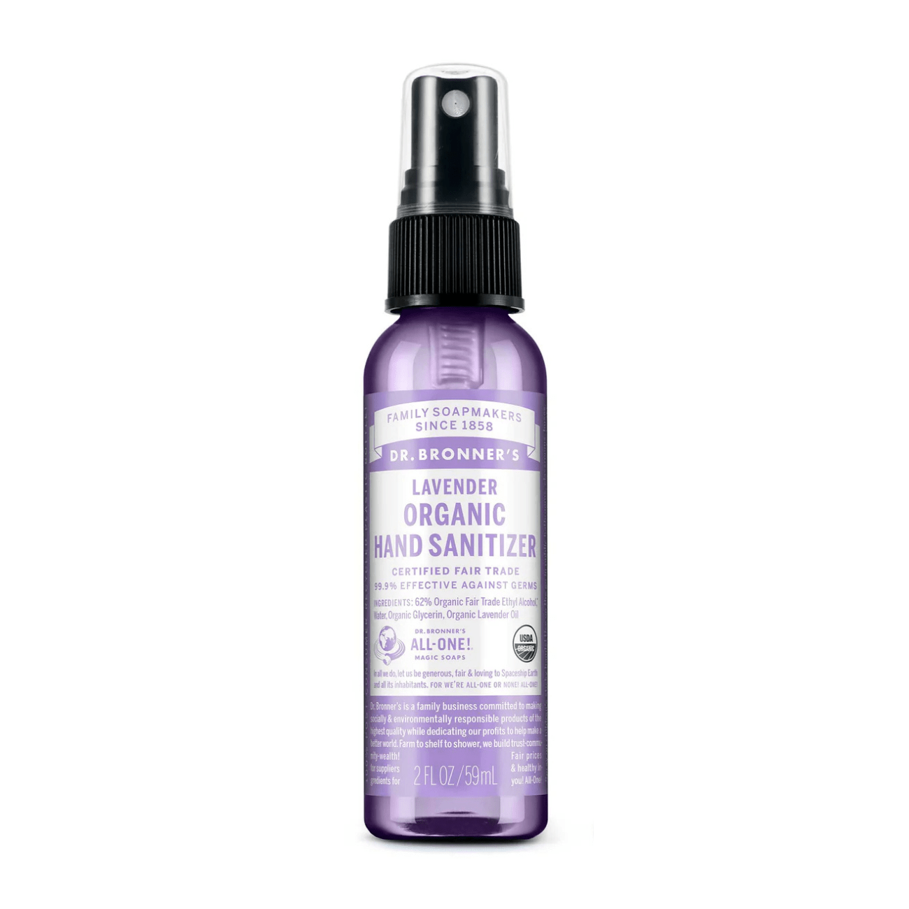 Lavender Hand Hygiene Spray 60ml - Dr. Bronner - Sanitiser - Eco Natural Products