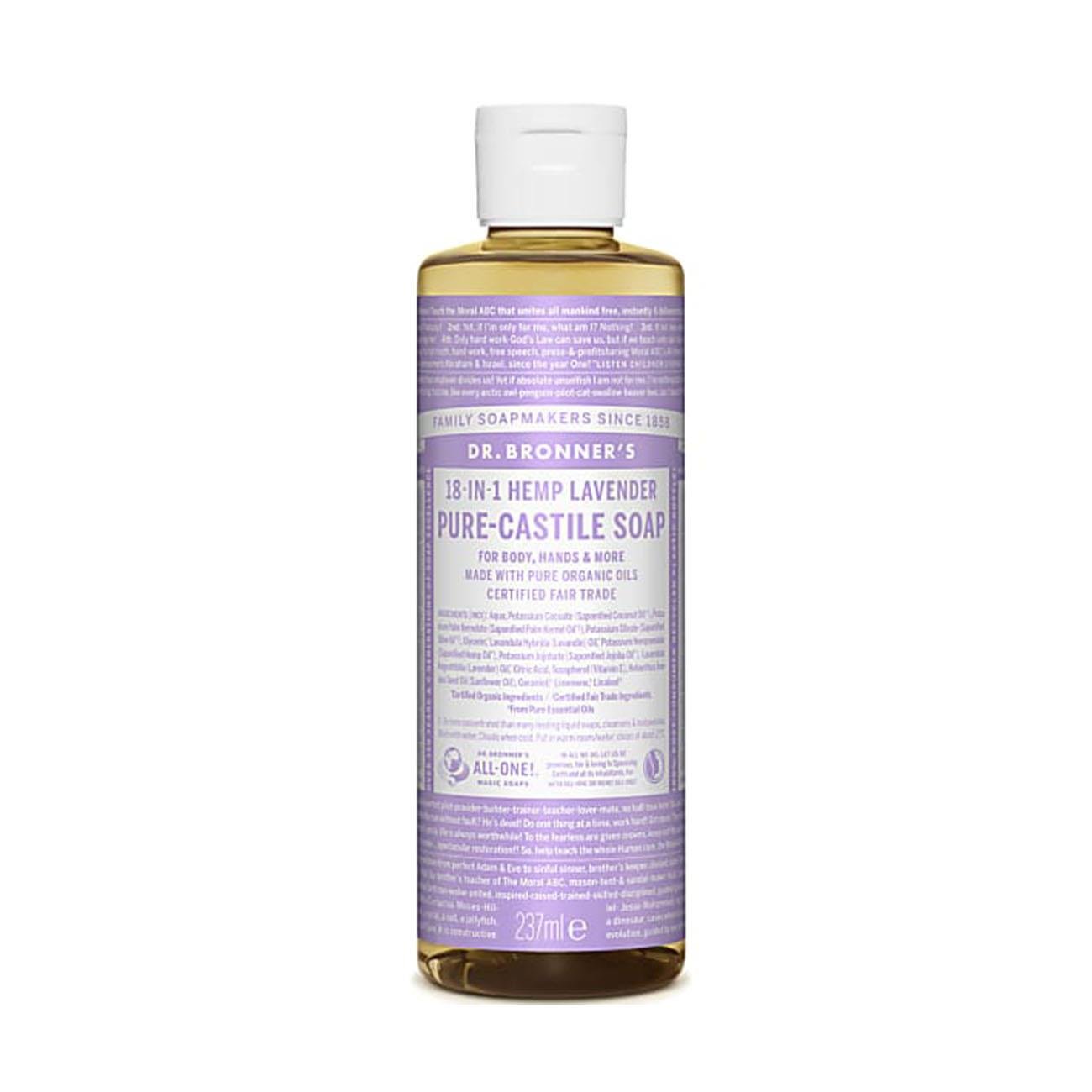 Lavender Pure - Castile Liquid Soap 237ml - Eco Natural Products - Dr. Bronner - Liquid Soap