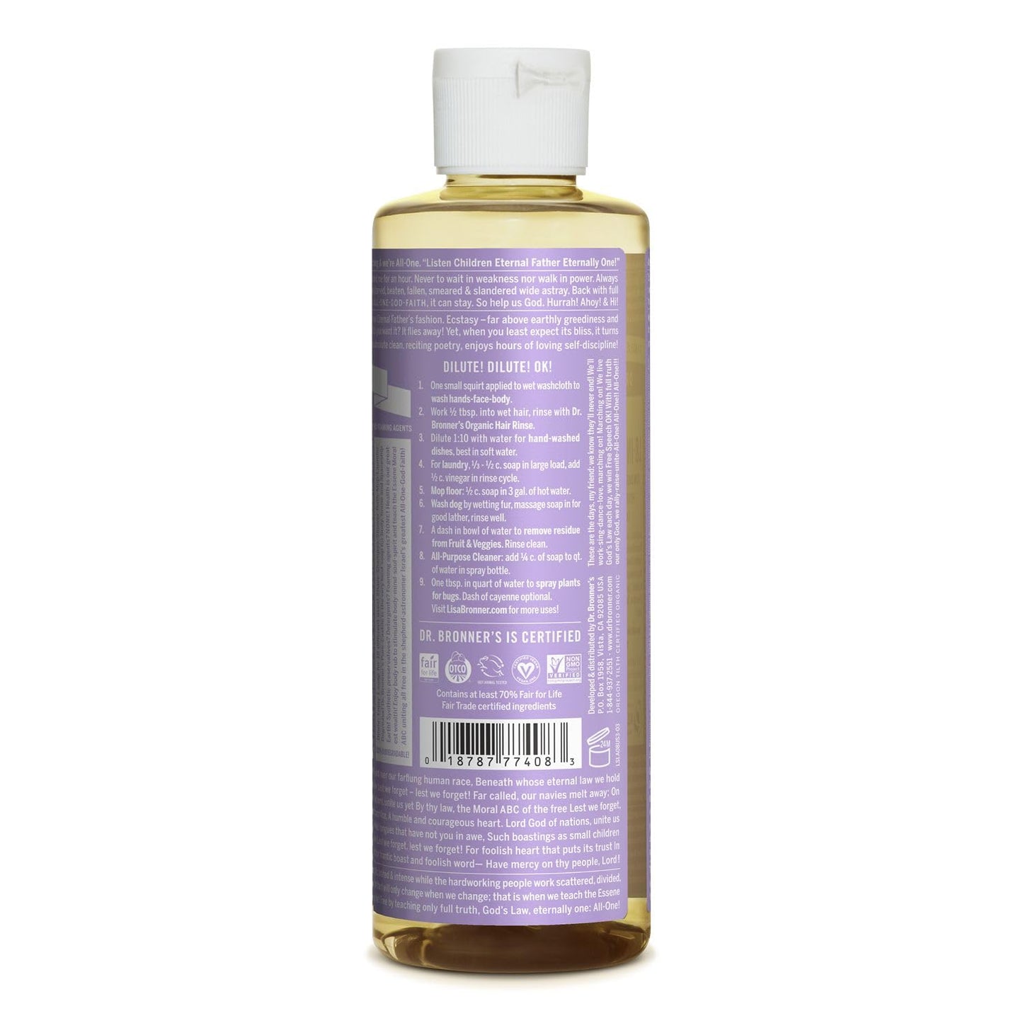 Lavender Pure - Castile Liquid Soap 237ml - Dr. Bronner - Liquid Soap - Eco Natural Products
