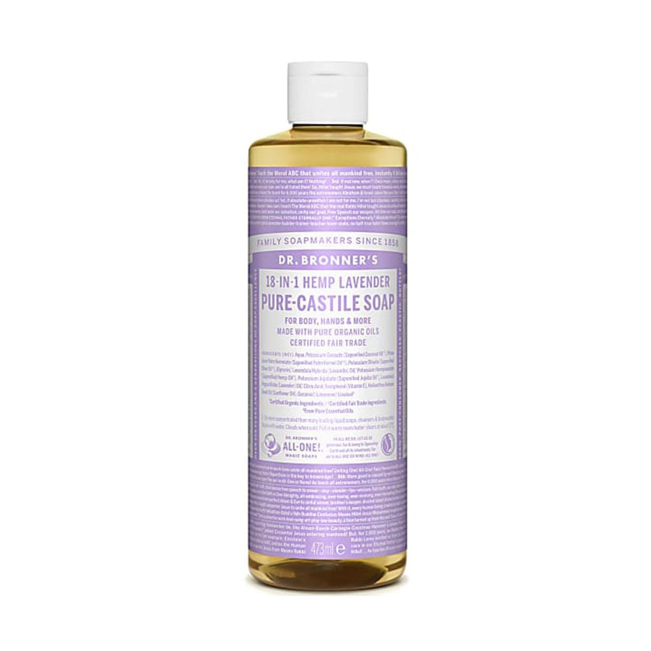 Lavender Pure - Castile Liquid Soap 473ml - Eco Natural Products - Dr. Bronner - Liquid Soap