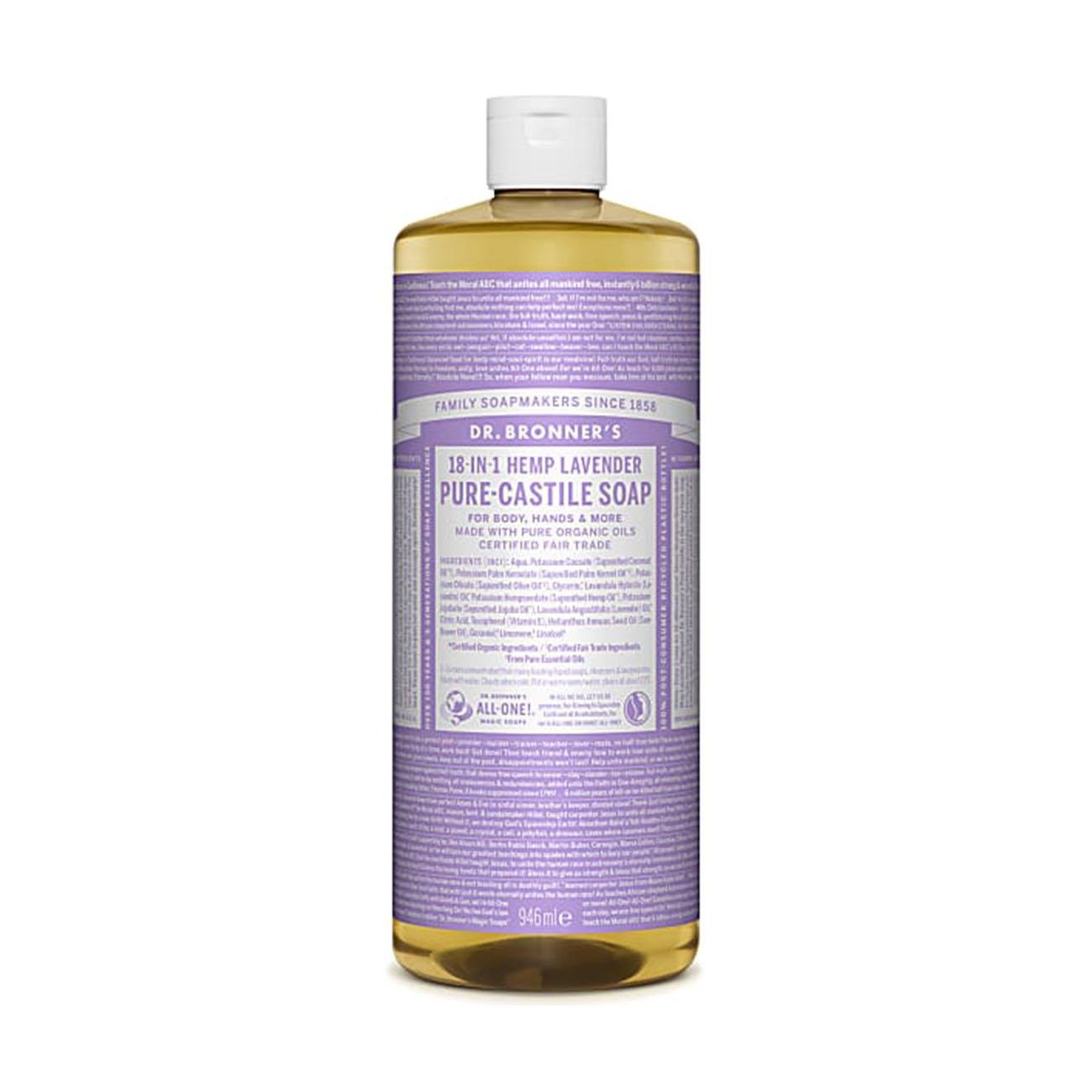 Lavender Pure - Castile Liquid Soap 946ml - Eco Natural Products - Dr. Bronner - Liquid Soap