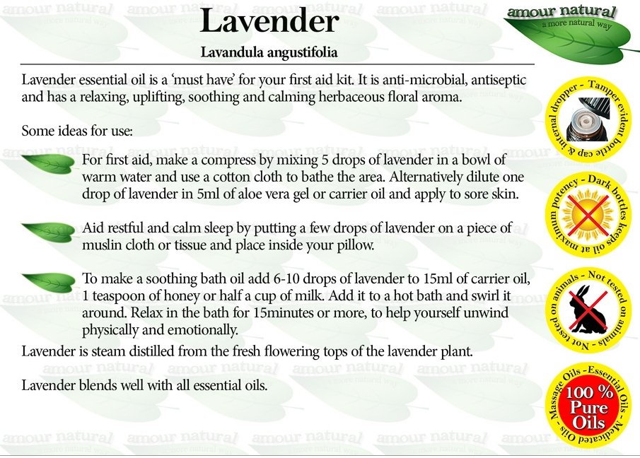 Lavender Pure Essential Oil 10ml/50ml - Amour Natural - Essential Oil - Eco Natural Products