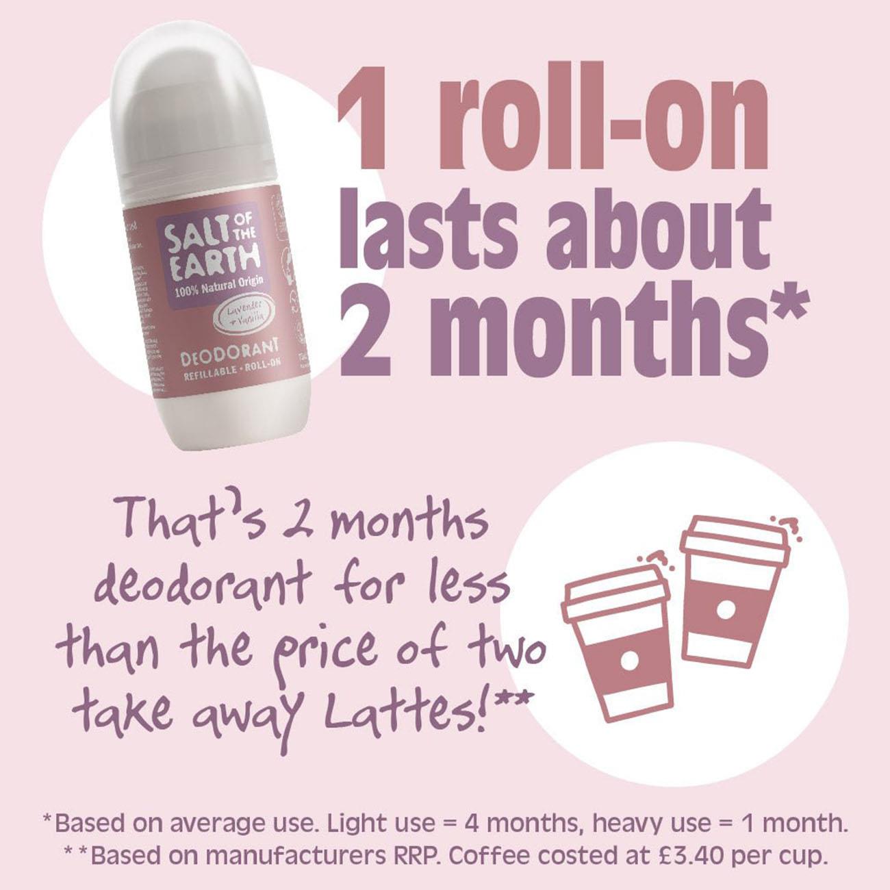 Lavender Vanilla Refillable Roll - On Deodorant 75ml - Salt Of the Earth - Deodorant - Eco Natural Products