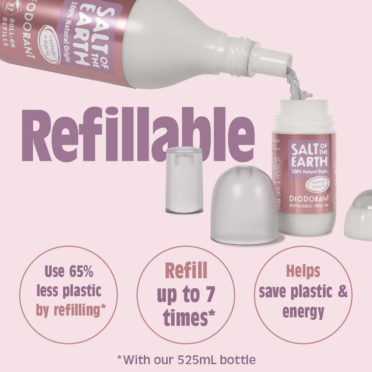 Lavender Vanilla Refillable Roll - On Deodorant 75ml - Salt Of the Earth - Deodorant - Eco Natural Products