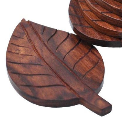 Shared Earth Sheesham wood coaster set with wooden holder – eco friendly and Fair Trade home accessory.