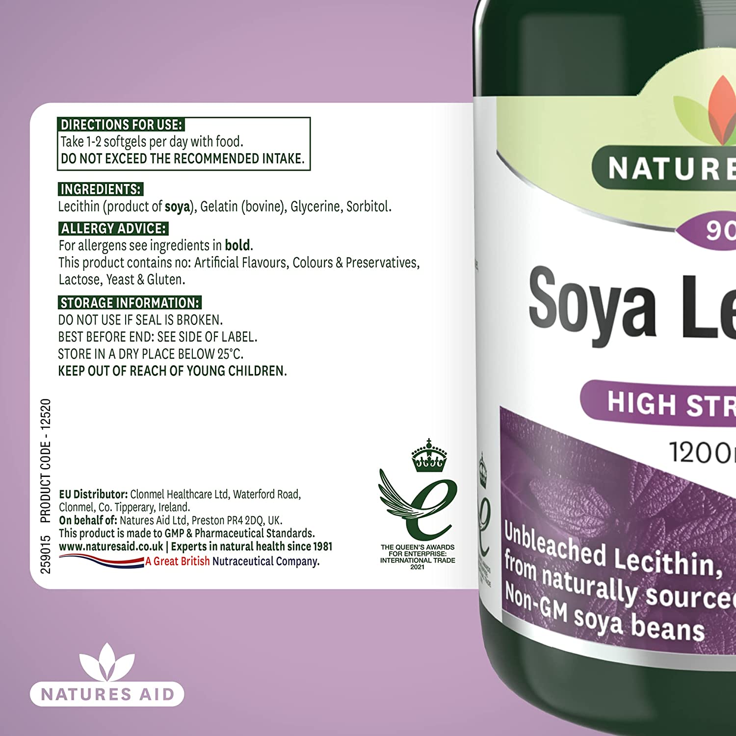 Lecithin 1200mg 90 Softgels - Eco Natural Products - Natures Aid - Vitamins & Supplements