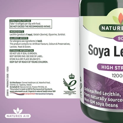Lecithin 1200mg 90 Softgels - Natures Aid - Vitamins & Supplements - Eco Natural Products