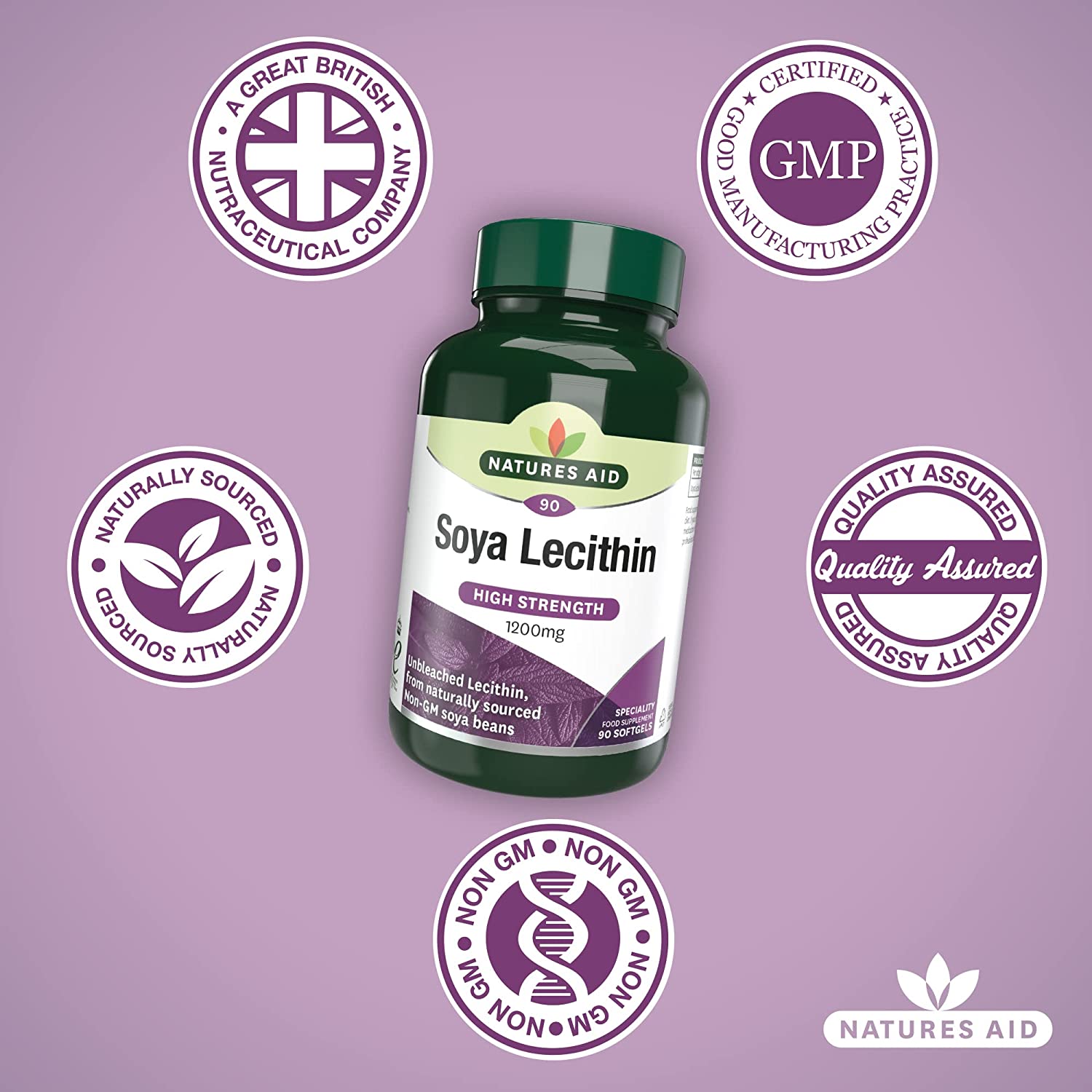 Lecithin 1200mg 90 Softgels - Eco Natural Products - Natures Aid - Vitamins & Supplements