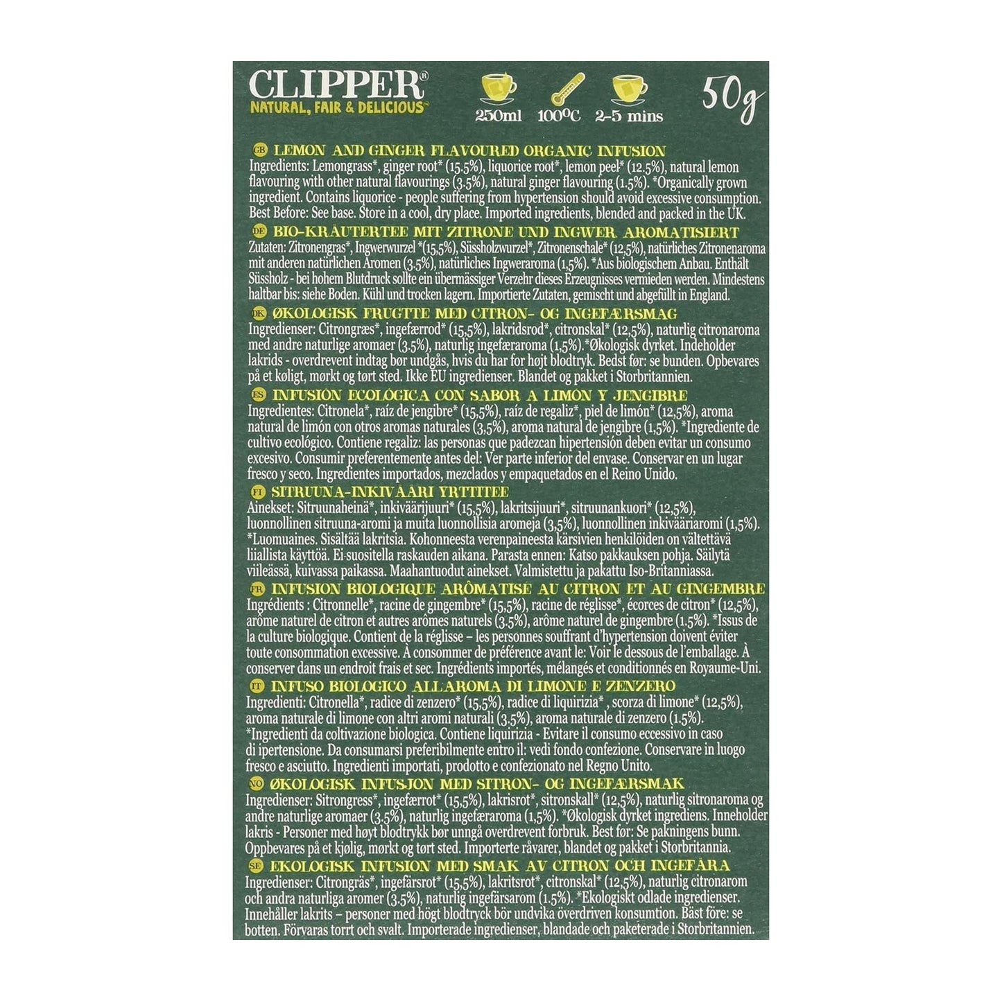 Lemon Ginger Infusion 20 Bags - Clipper - Infusion - Eco Natural Products