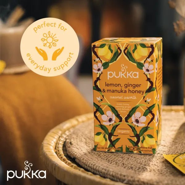 Lemon Ginger & Manuka Honey Tea 20 Bags - Pukka Herbs - Herbal Tea - Eco Natural Products