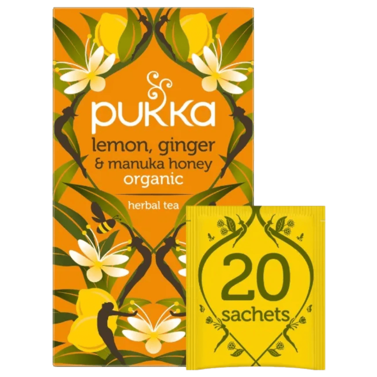 Lemon Ginger & Manuka Honey Tea 20 Bags - Eco Natural Products - Pukka Herbs - Herbal Tea