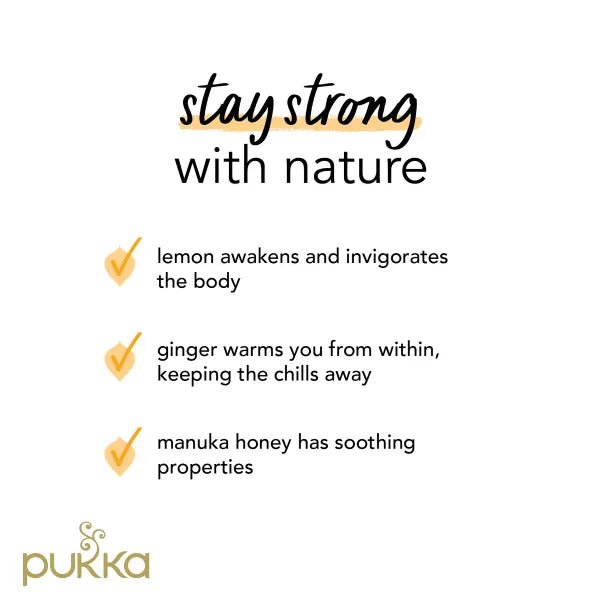 Lemon Ginger & Manuka Honey Tea 20 Bags - Pukka Herbs - Herbal Tea - Eco Natural Products