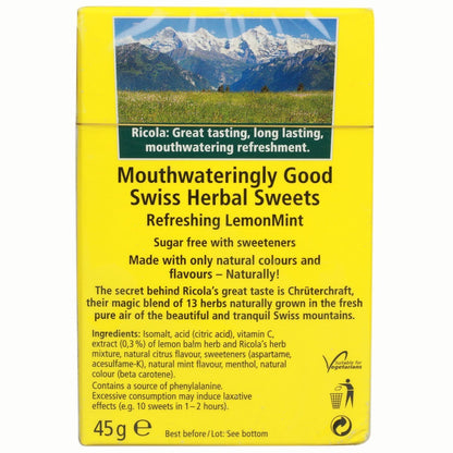 Lemon Mint Sugar Free with Stevia Swiss Herbal Sweets 45g - Ricola - Herbal sweets - Eco Natural Products