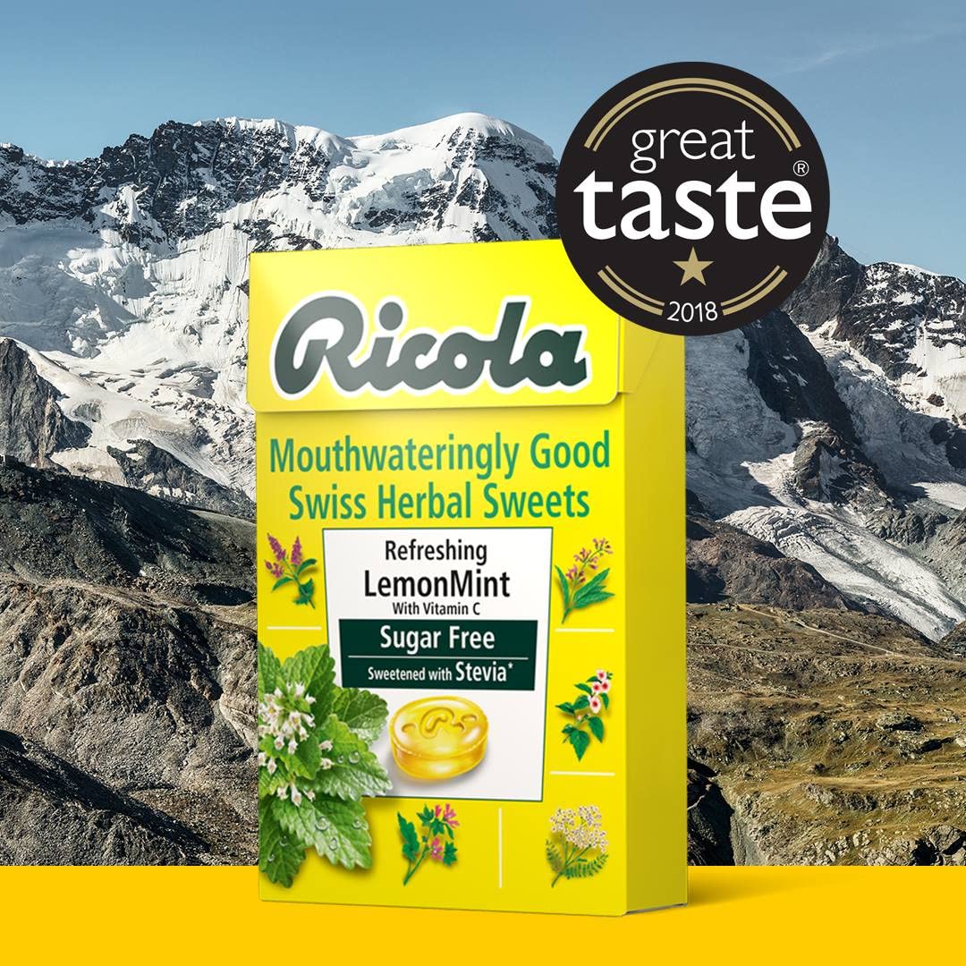 Lemon Mint Sugar Free with Stevia Swiss Herbal Sweets 45g - Eco Natural Products - Ricola - Herbal sweets