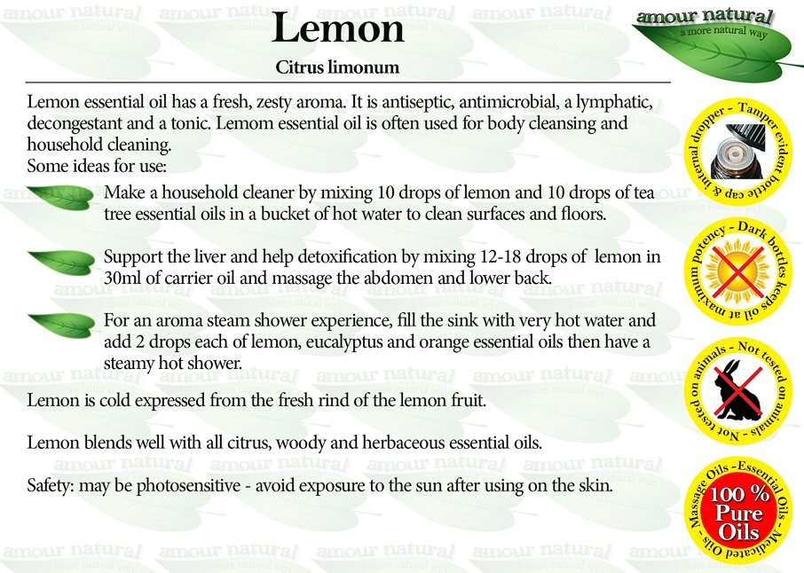 Lemon Pure Essential Oil 10ml - Eco Natural Products - Amour Natural - Essential Oil