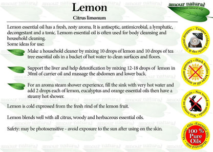 Lemon Pure Essential Oil 10ml - Amour Natural - Essential Oil - Eco Natural Products