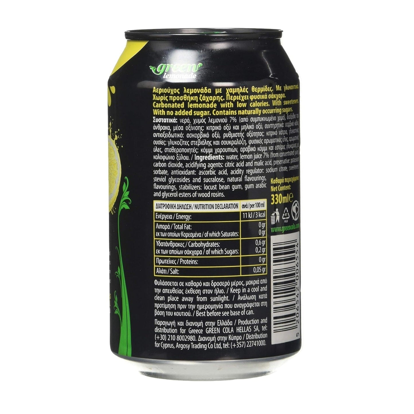 Lemonade Can 330ml - Green Cola - Carbonated Drink - Eco Natural Products