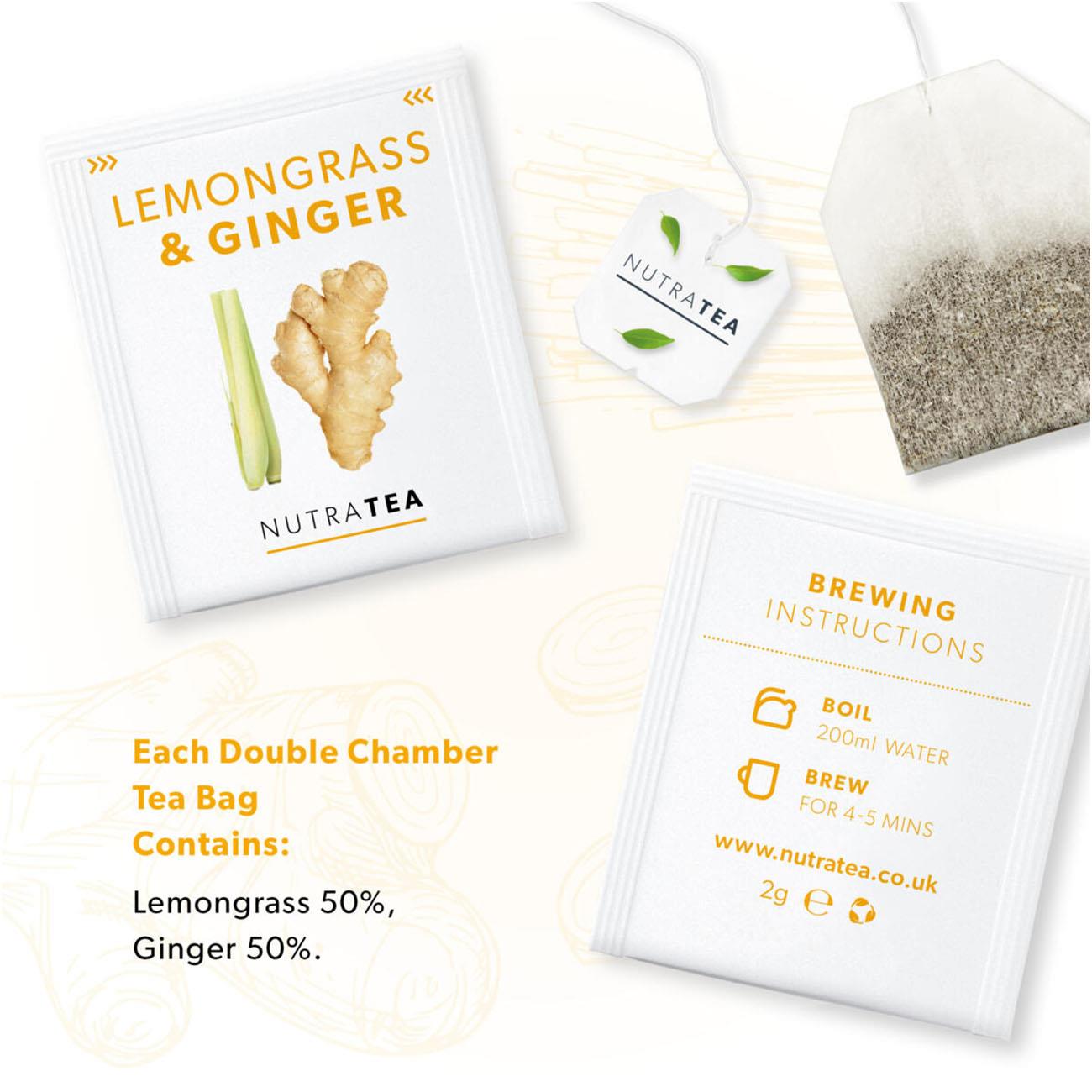 Lemongrass & Ginger Herbal Tea 20 Bags - NutraTea - Herbal tea - Eco Natural Products