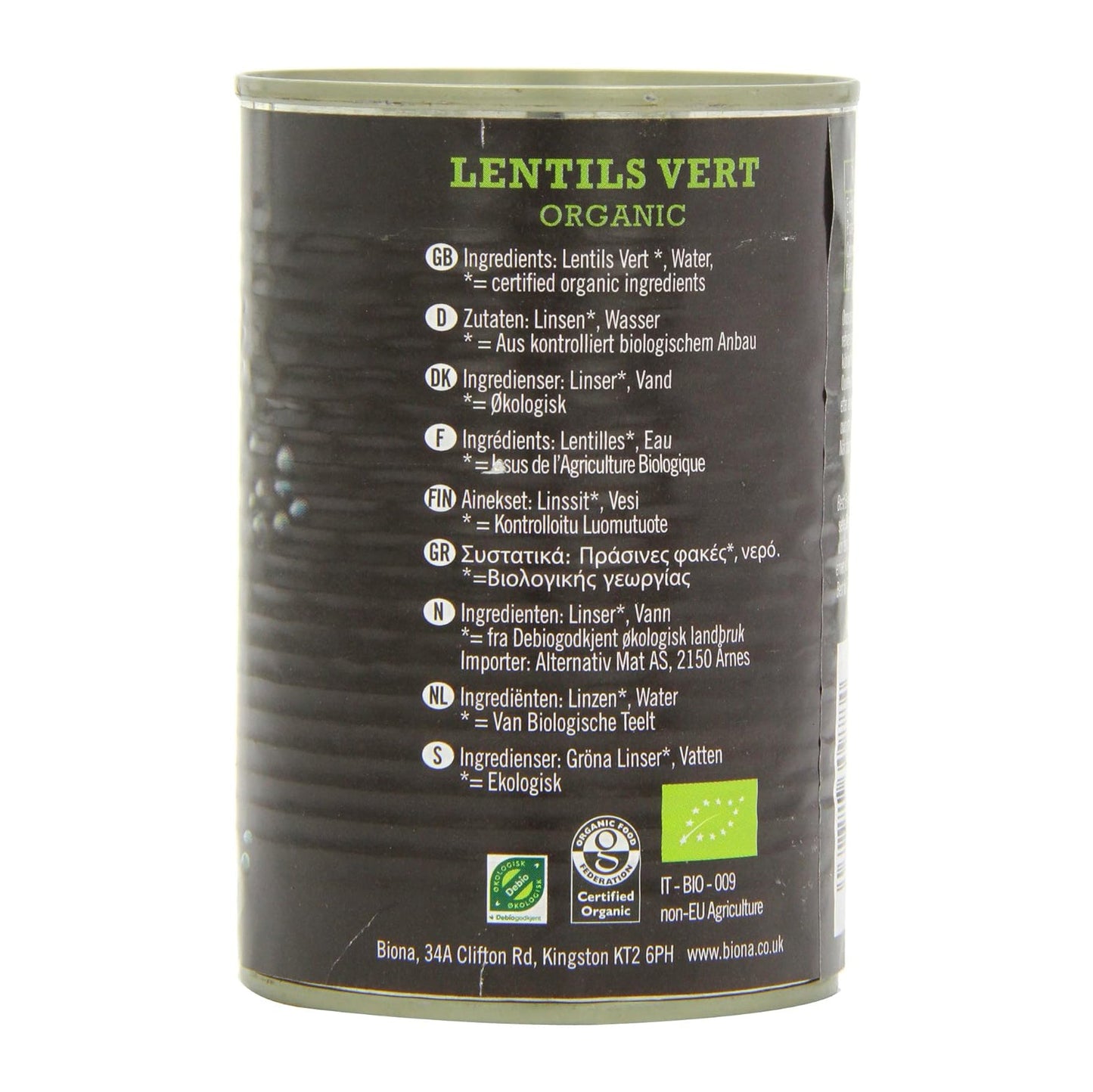 Lentils Vert 400g - Biona - Preserved Vegetables - Eco Natural Products