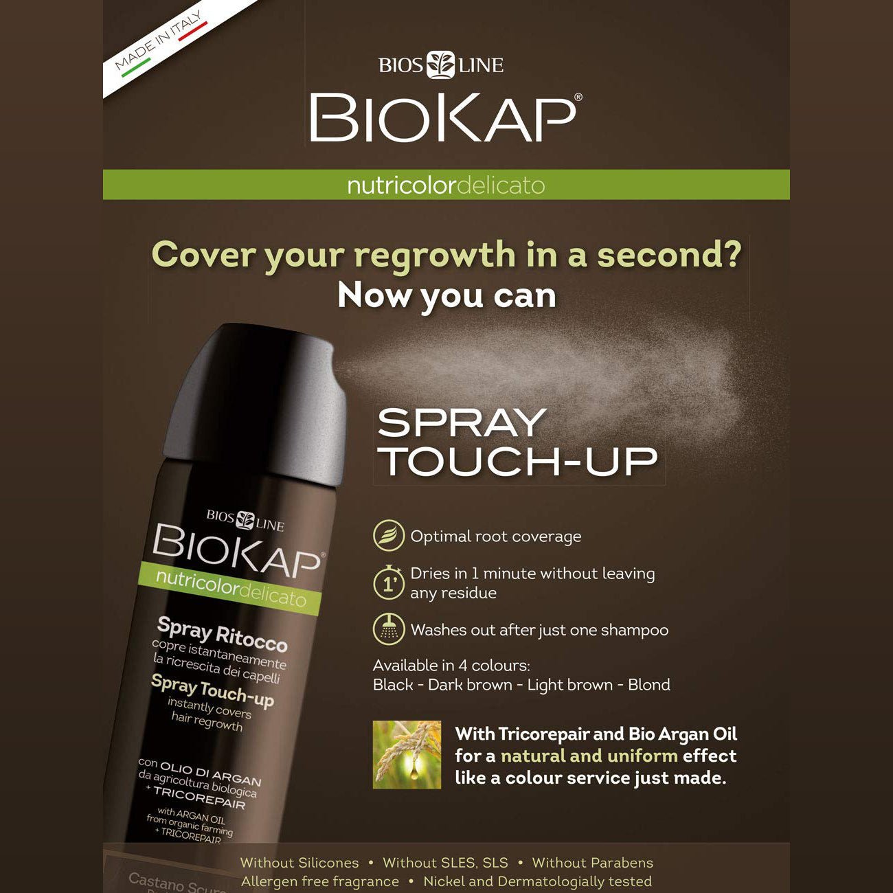 Light Brown Root Touch Up Spray 75ml - BioKap - Hair dye - Eco Natural Products