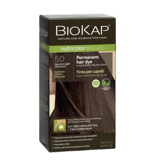Light Chestnut 5.0 Rapid Permanent Hair Dye 140ml - BioKap - Hair dye - Eco Natural Products