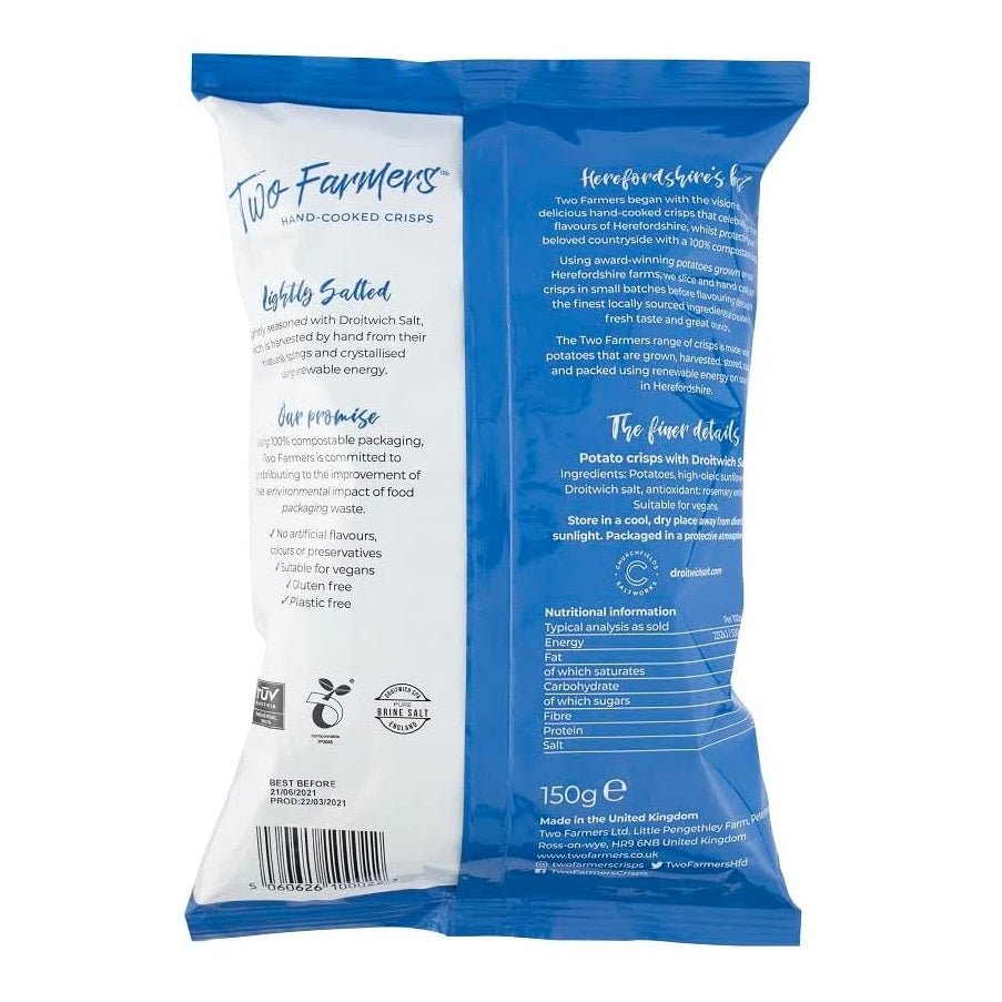 Lightly Salted Crisps 150g - Two Farmers - Potatoe Crisps - Eco Natural Products