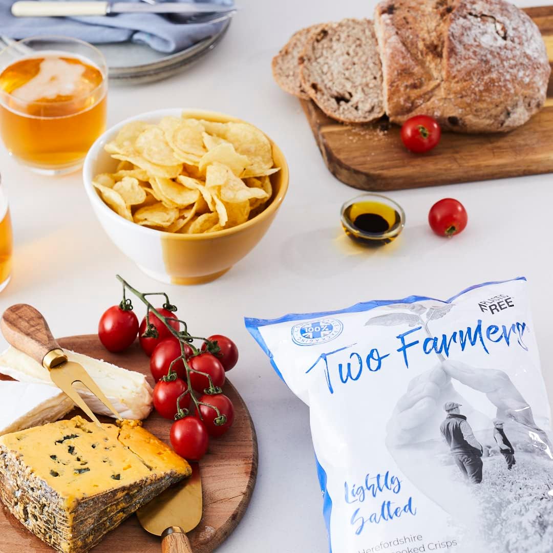 Two Farmers Lightly Salted Hand-cooked Crisps 150g lifestyle image old packaging