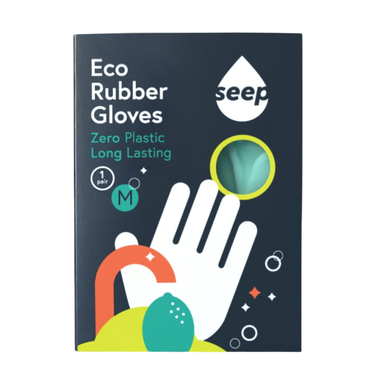 Rubber Gloves Turquoise Medium 1 Pair