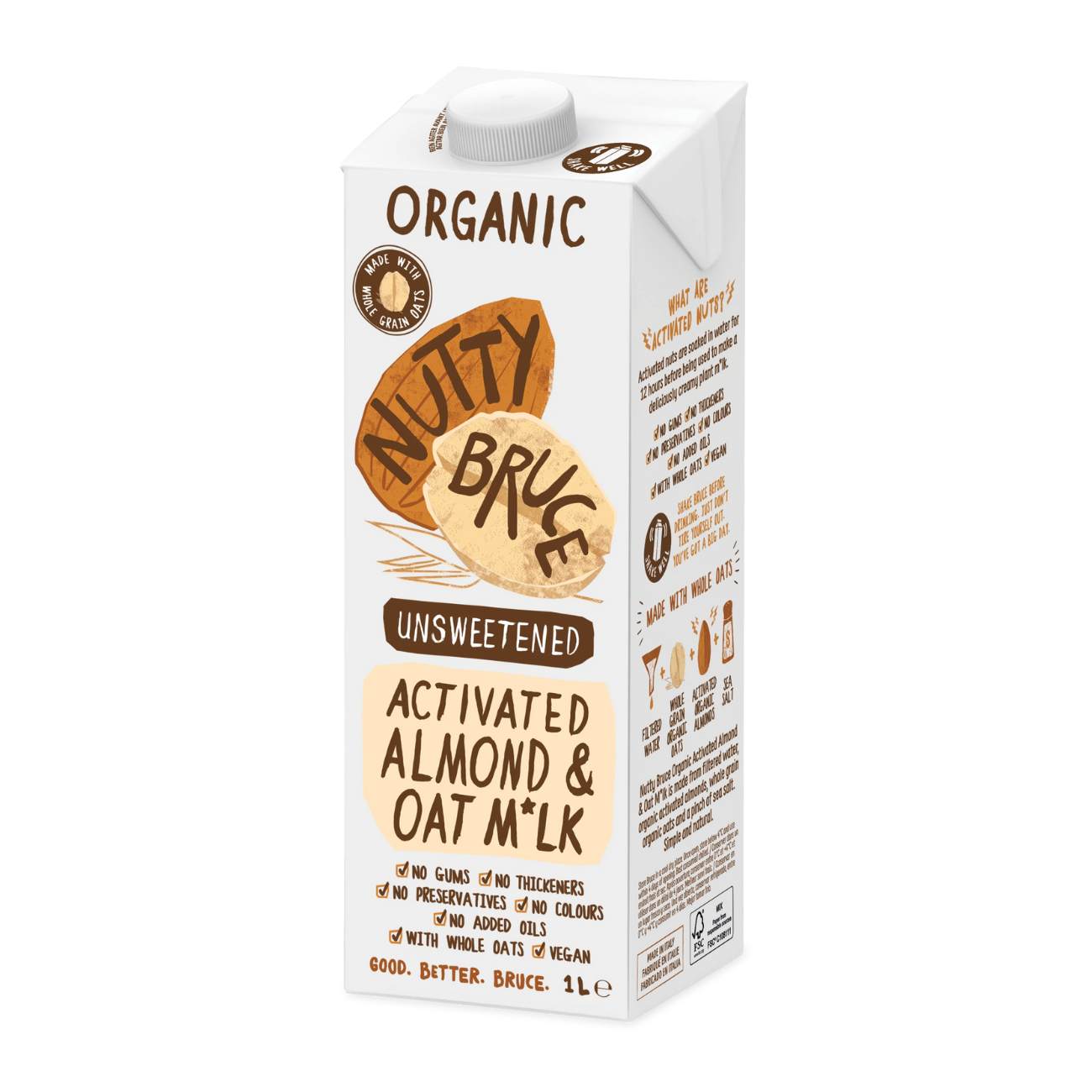 Organic Activated Almond and Oat Milk 1L