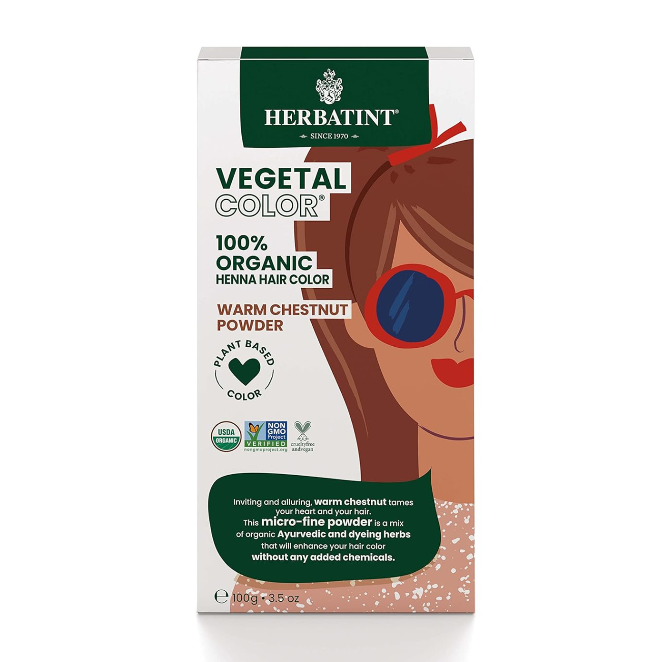 Organic Warm Chestnut Power Vegetal Colour 100g