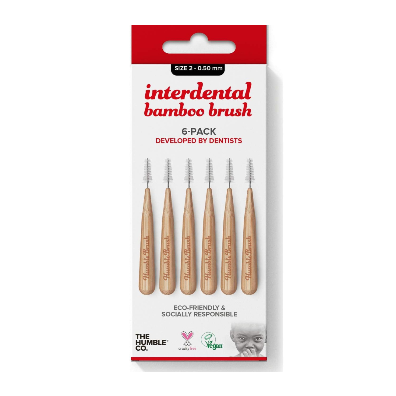 Interdental Bamboo Brush 0.5mm 6 pack