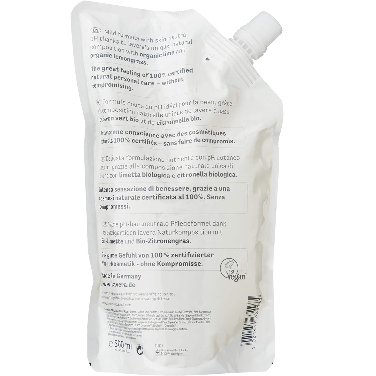 Lime Care Fresh Refill Pouch Hand Wash 500ml - Lavera - Hand wash - Eco Natural Products