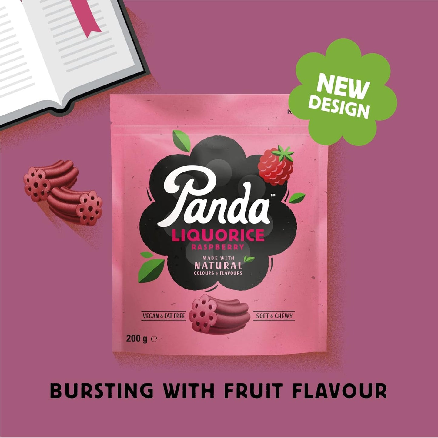 Liquorice Raspberry Cuts 200g - Panda Liquorice - Liquorice - Eco Natural Products